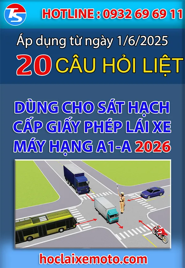 Thi thử 20 câu điểm liệt hạng A1 có đáp án