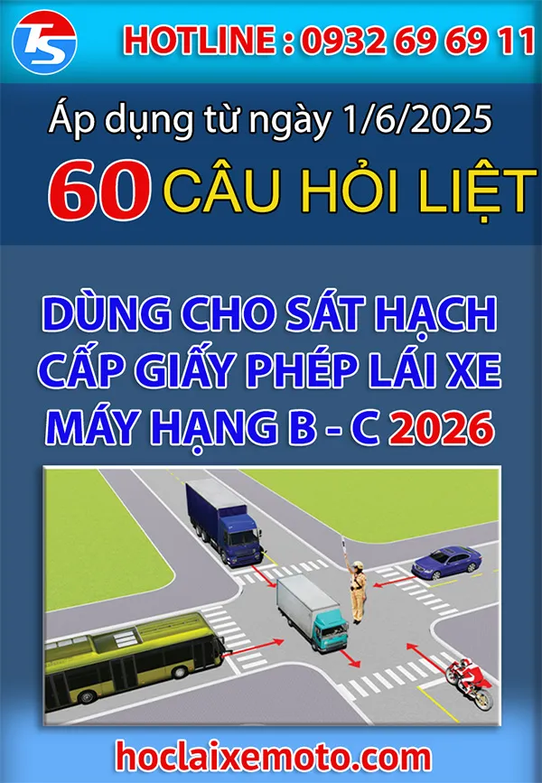 Thi thử 60 câu điểm liệt bằng lái xe ô tô có đáp án
