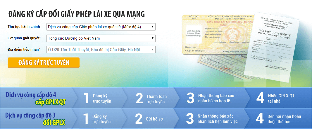 Lựa chọn thủ tục hành chính mà bạn mong muốn khi đổi bằng lái qua mạng