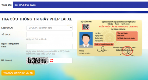 Giao diện tra cứu GPLX trực tuyến trên website của Bộ Công An