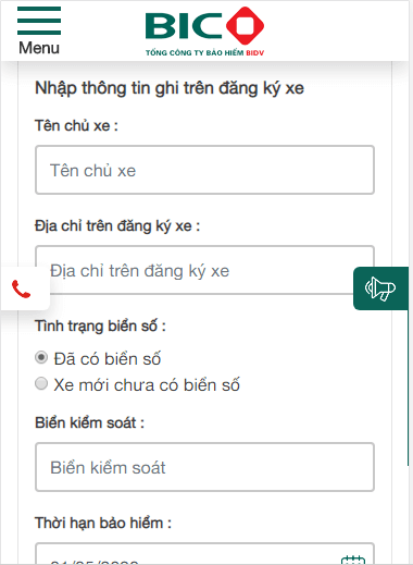 Bước hoàn thành thông tin khi mua bảo hiểm xe máy trực tuyến