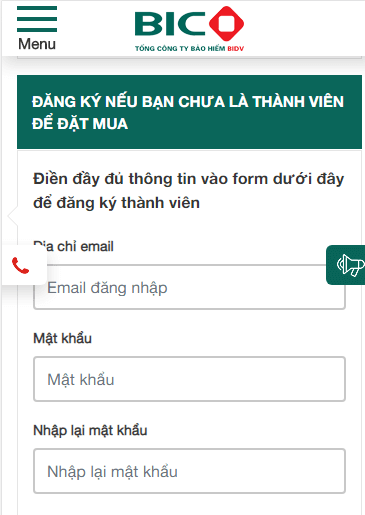 Đăng ký làm thành viên của công ty bảo hiểm BIC