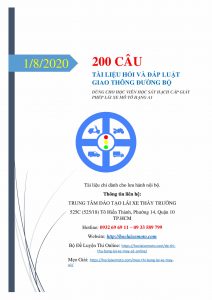 Tài Liệu 200 Câu Hỏi Thi Bằng Lái Xe Máy Hạng A1 Năm 2020 Có Đáp Án và Giải Thích