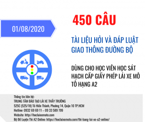 450 Câu Hỏi Thi Bằng Lái Xe Mô Tô A2 2020 - Đáp Án & Giải Thích
