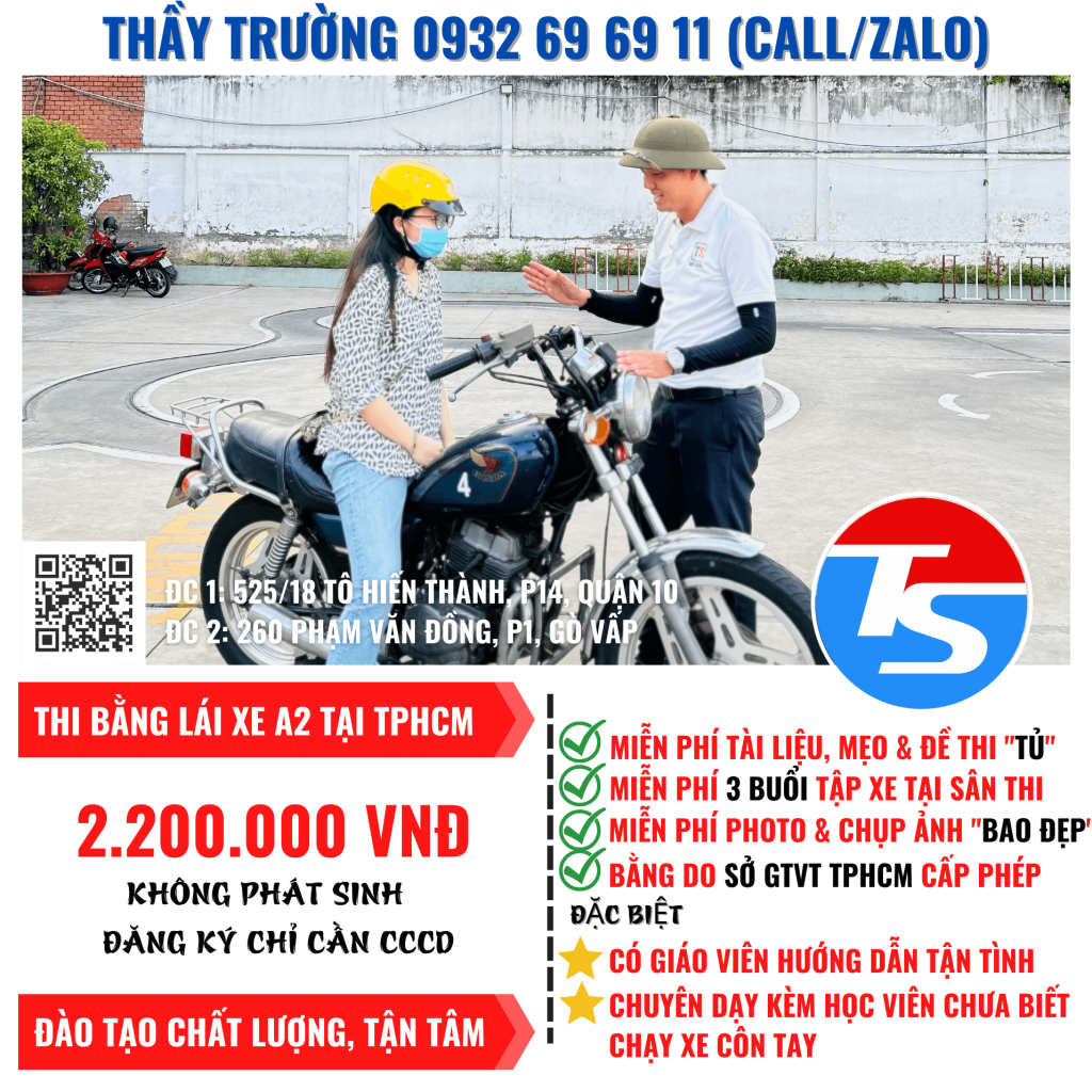 Thi Bằng Lái Xe A2 Tại TPHCM