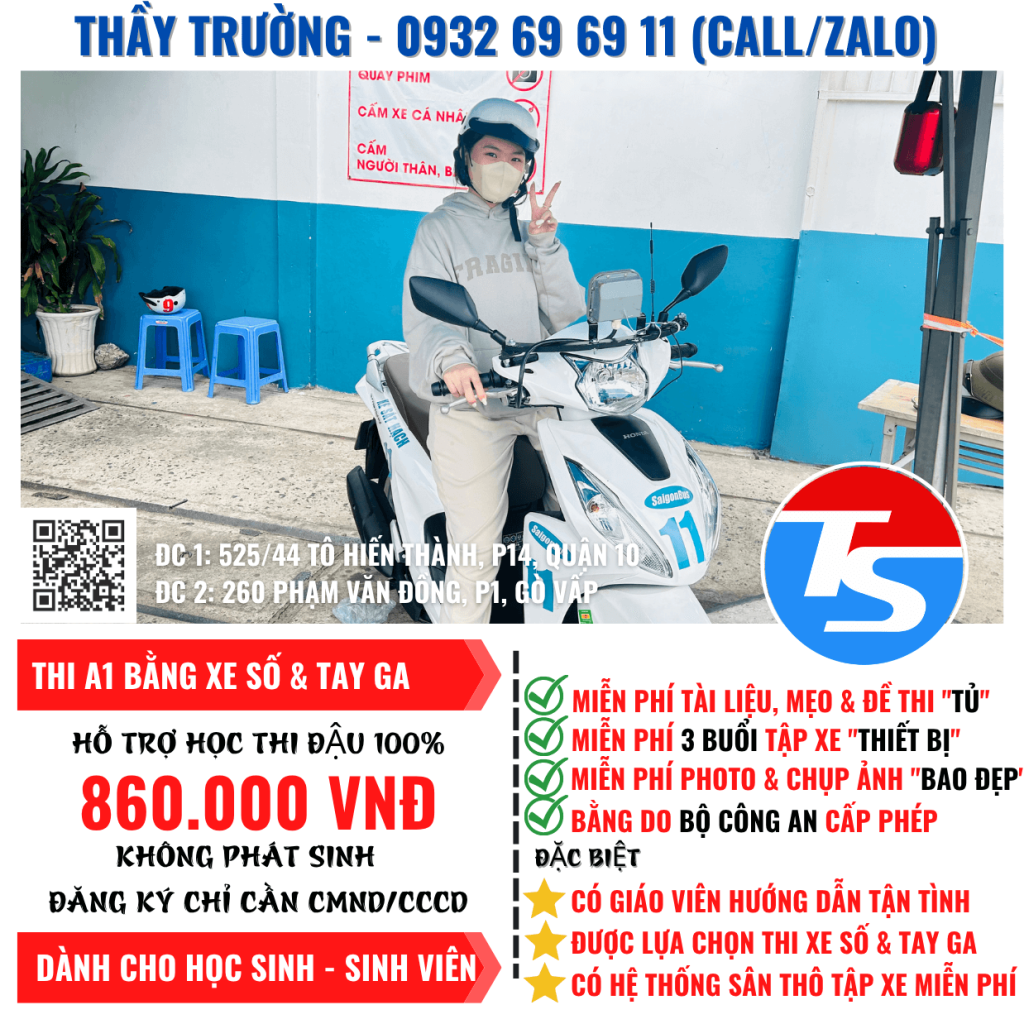 Thi Bằng Lái Xe A1 Bằng Phương Tiện Xe Tay Ga Ở TPHCM