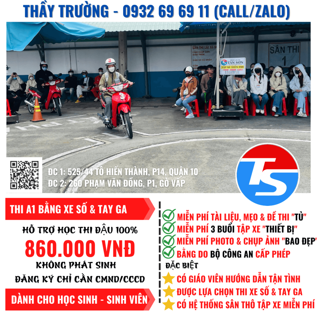 Thi Bằng Lái Xe Máy A1 Tại TPHCM Đậu 100%