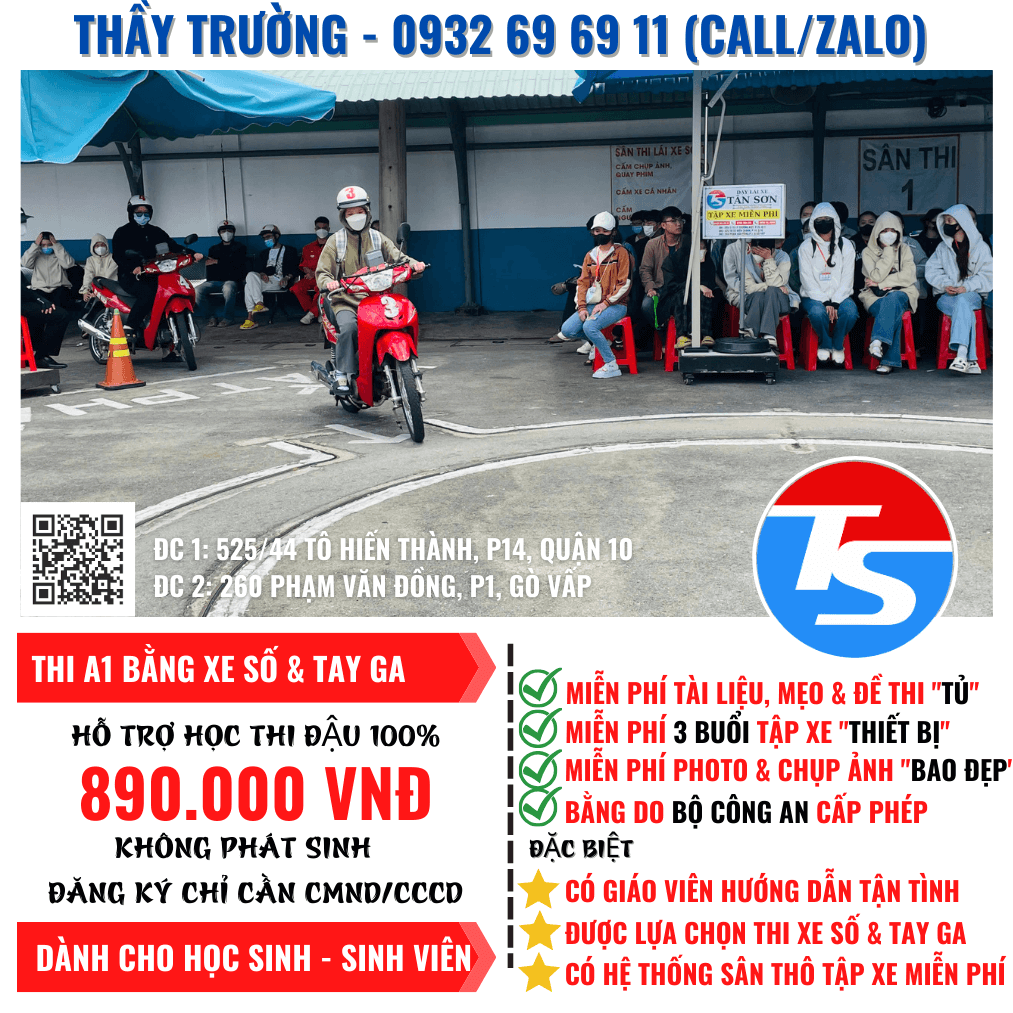 Thi Bằng Lái Xe Máy A1 Tại TPHCM Đậu 100%
